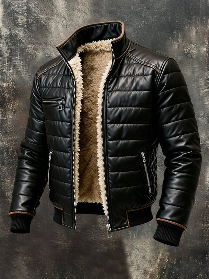 Rob | Black Quilted Sherpa-Lined Jacket
