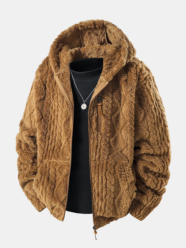 Bert | Geometric Jacquard Teddy Hoodie