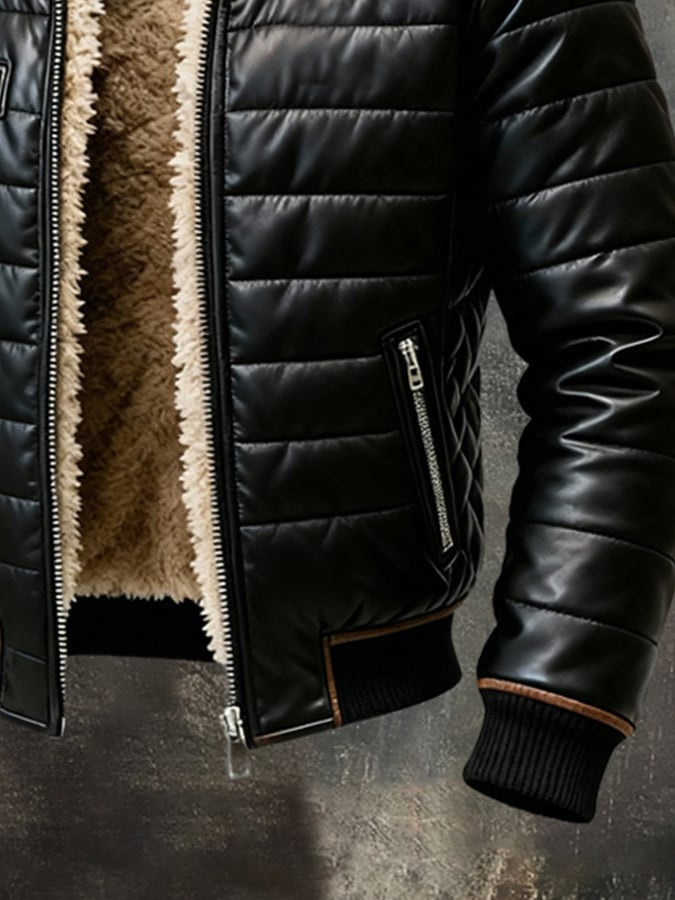 Rob | Black Quilted Sherpa-Lined Jacket