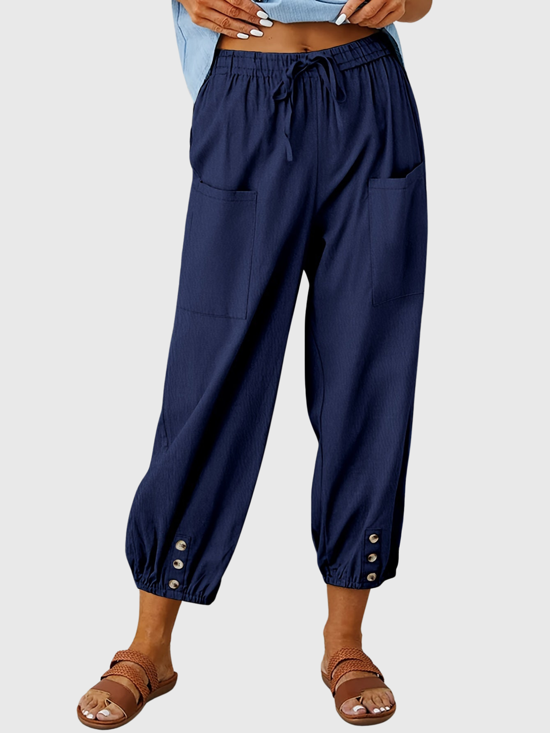 Tessa | Relaxed Button-Cuff Pants