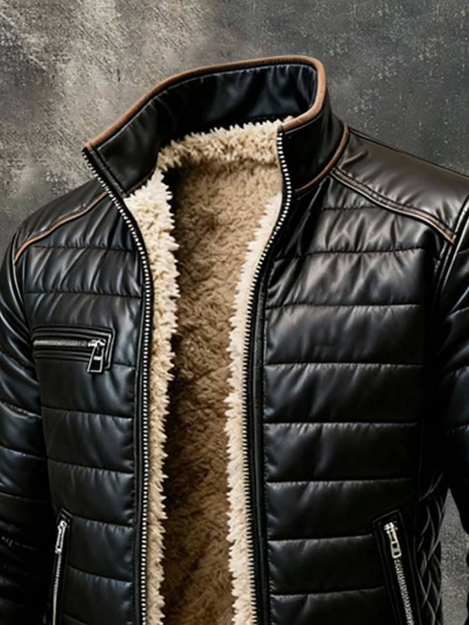 Rob | Black Quilted Sherpa-Lined Jacket